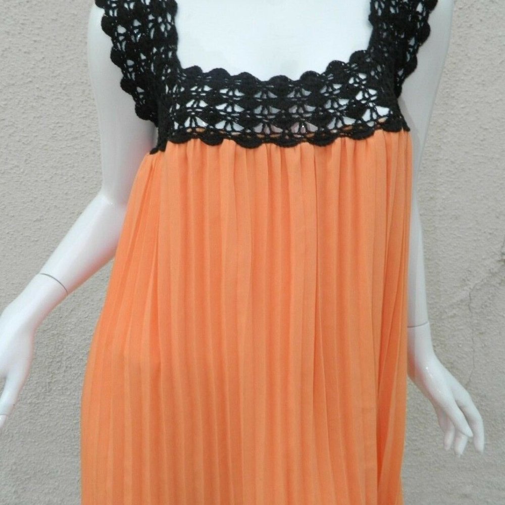 CAROLINA K  Dress Orange with Black Crochet X-SMALL